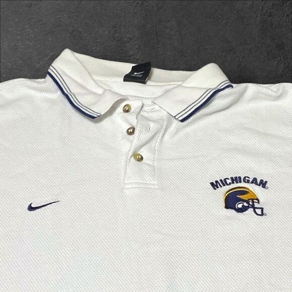 Nike U of M Men’s White Dri Fit Golf Polo Shirt Size 2XL University of Michigan - Picture 2 of 4